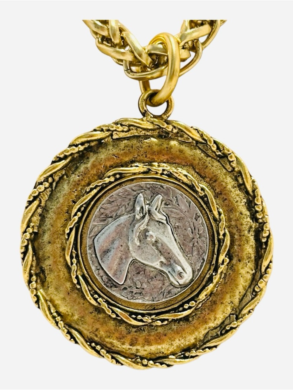 Yochi Gold-Tone Horse Medallion Pendant Necklace - Women Jewelry - Picture 2 of 2